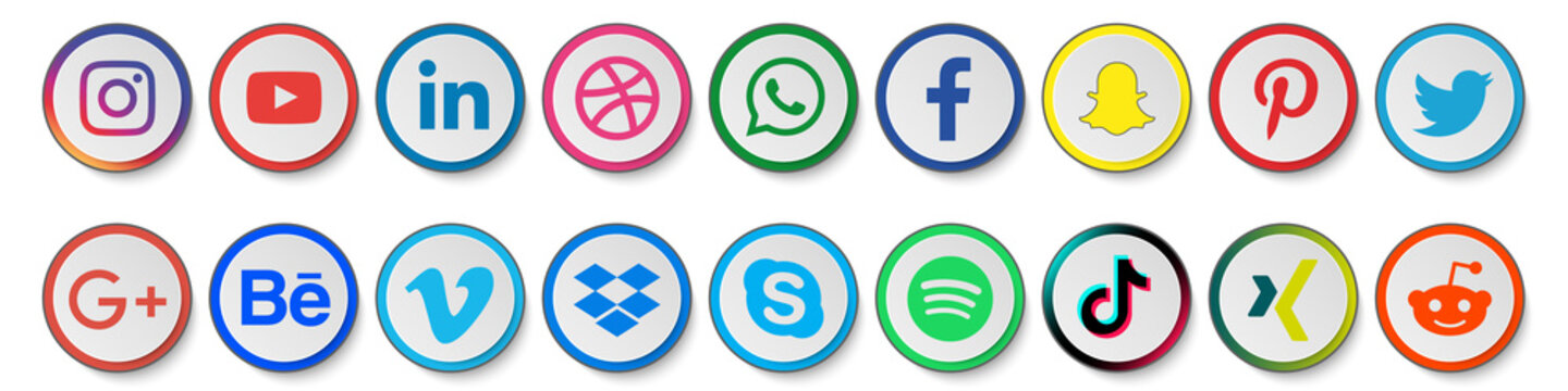 Social Media Icons Set - Different Vector Illustrations Isolated On White Background - GERMANY, DEUTSCHLAND - 24. May 2021