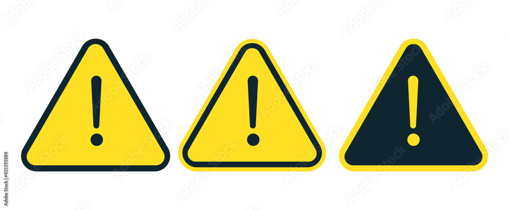 Aufkleber warnings signs with the exclamation mark caution. for printing different zones.