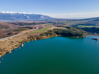 Aerial view of Dyakovo Reservoir, Bulgaria