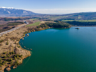 Aerial view of Dyakovo Reservoir, Bulgaria