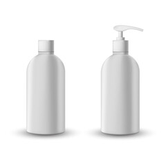 Realistic soap bottle, conteiner with pump, plastic conteiner with dispenser pump for gel, soap, lotion, cream, shampoo, sanitizer
