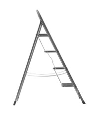 Modern metal stepladder isolated on white. Construction tool