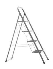 Modern metal stepladder isolated on white. Construction tool