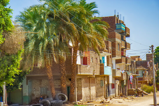 Buildings on the Nile canal near Qena, Egypt