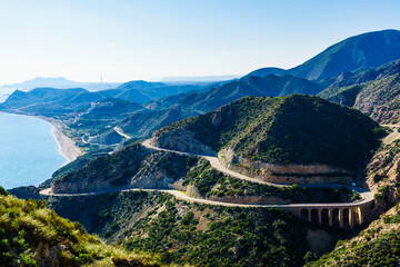 Road and viaduct from Granatilla viewpoint, Spain