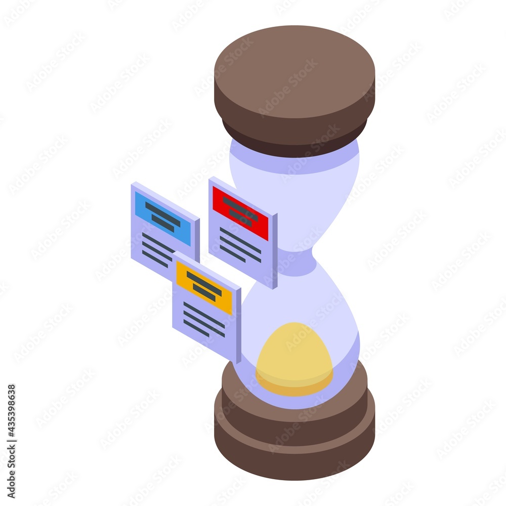 Poster task schedule hourglass icon. isometric of task schedule hourglass vector icon for web design isolat