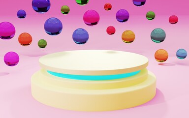 Pedestal with glass balls