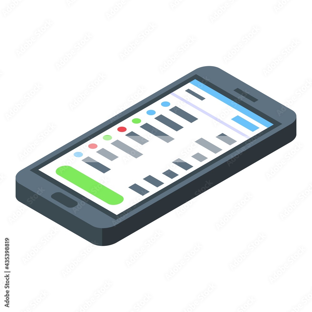 Poster task schedule smartphone icon. isometric of task schedule smartphone vector icon for web design isol