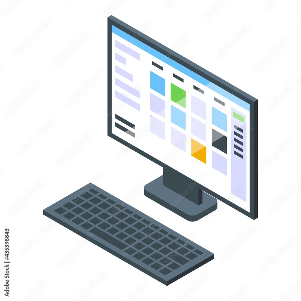 Poster task schedule computer icon. isometric of task schedule computer vector icon for web design isolated