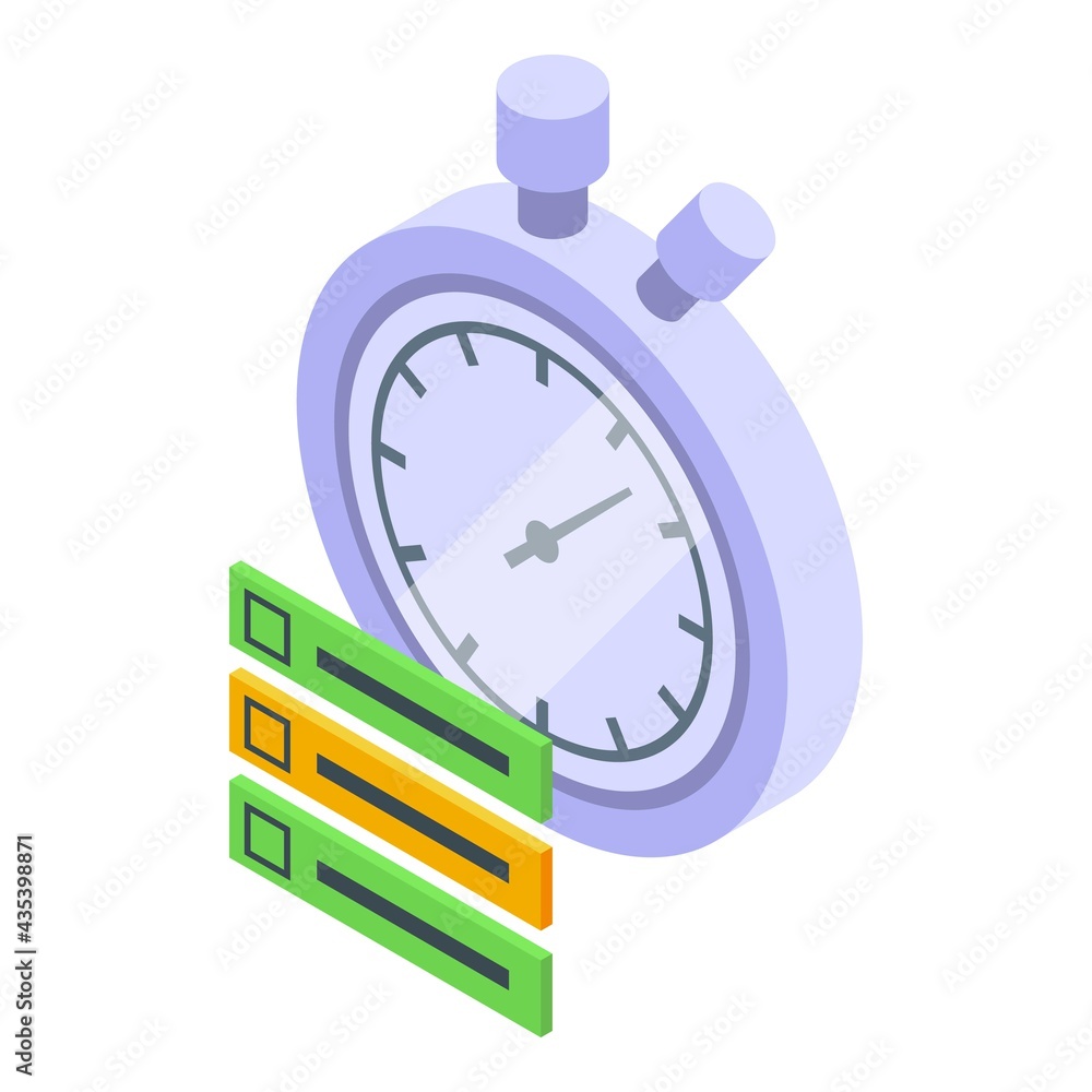 Poster task schedule stopwatch icon. isometric of task schedule stopwatch vector icon for web design isolat