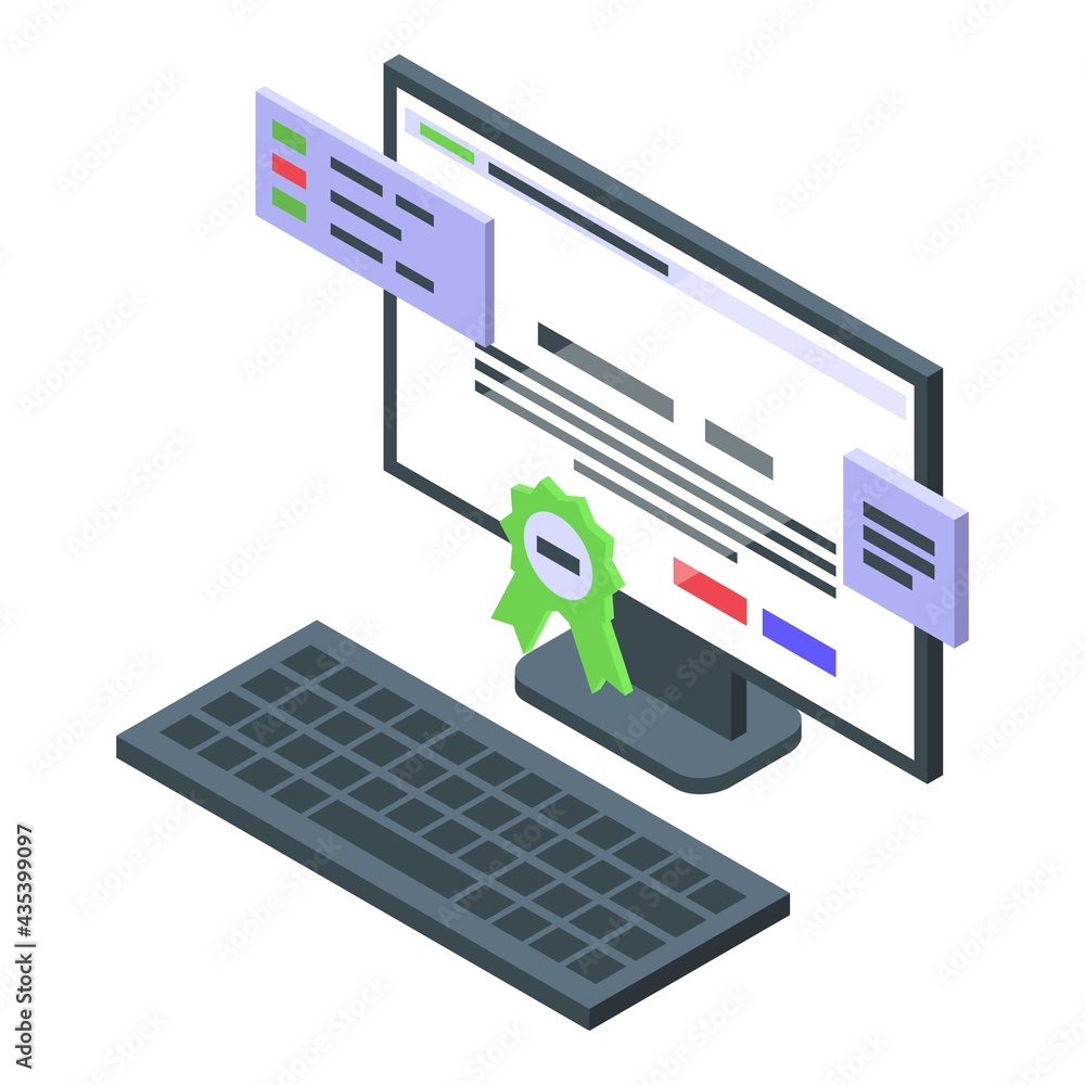 Poster pc ssl certificate icon. isometric of pc ssl certificate vector icon for web design isolated on whit