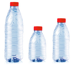 close up Plastic bottles  isolated on white background
