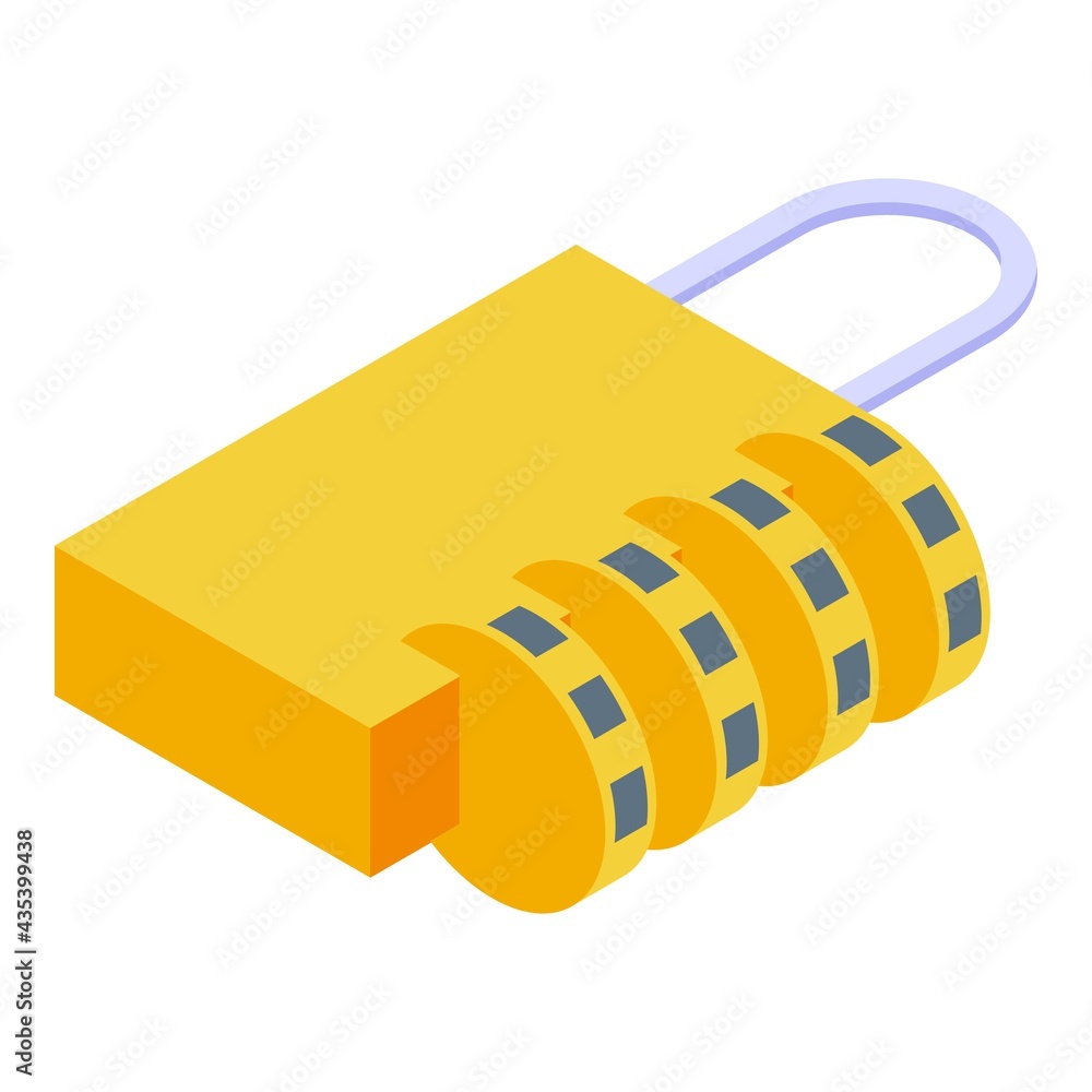 Poster padlock cipher icon. isometric of padlock cipher vector icon for web design isolated on white backgr