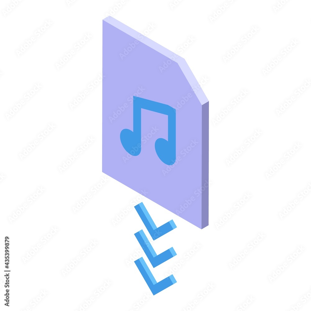 Poster music file backup icon. isometric of music file backup vector icon for web design isolated on white 