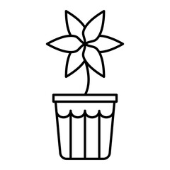 Vector Plantpot Outline Icon Design