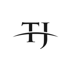 TJ initial swoosh horizon, letter logo designs vector