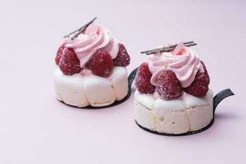cakes with fresh raspberries for lovers for valentine's day