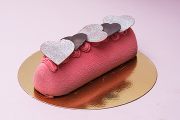 cake with chocolate hearts for valentine's day