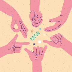 Obraz premium hands six gestures