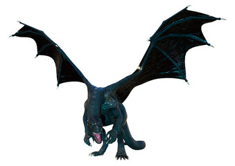 3D Rendering Fairy Tale Dragon on White