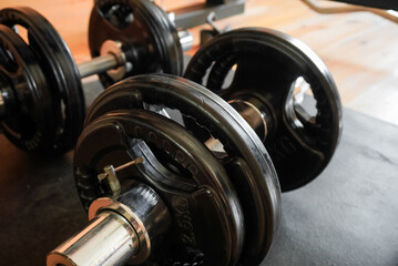 Obraz na płótnie Canvas dumbbells and kettlebells for heavy gym training