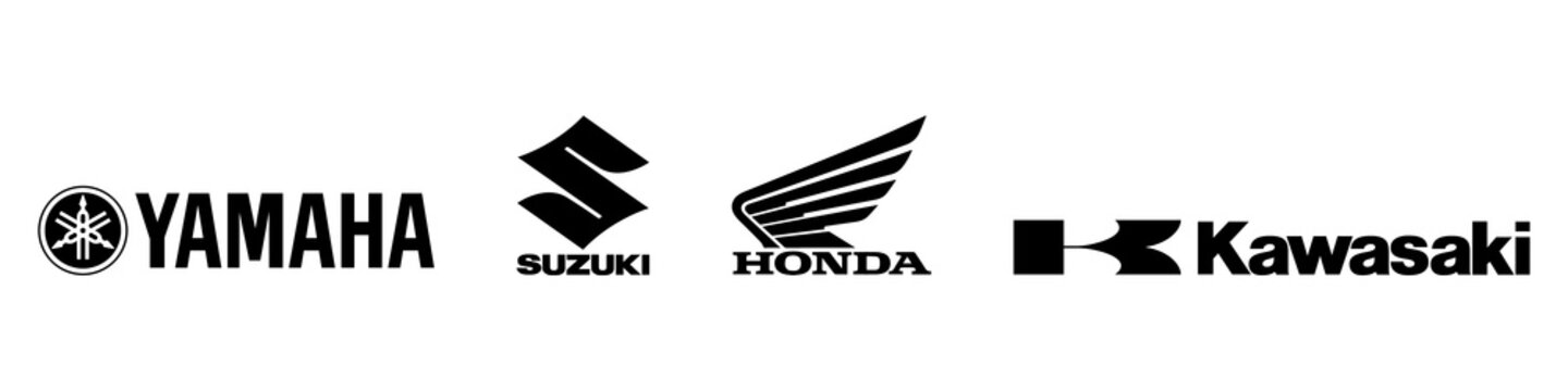 Top motorcycle emblem logo set. Editorial image. VINNITSIA, UKRAINE. MAY 20, 2021.