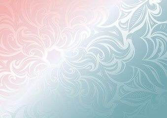 Fototapeta na wymiar Dreamy gradient wallpaper with stylized floral and leafy patterns. Vector background