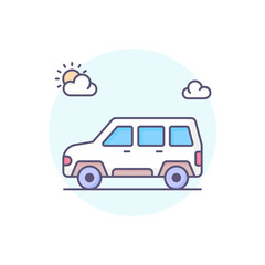 minibus vector round icon style illustration. EPS 10 File