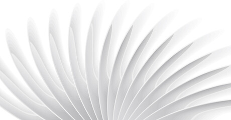 White 3d curves forming elegant twisted background, clean futuristic space wallpaper or stylized turbine illustration