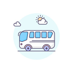 School bus vector round icon style illustration. EPS 10 File