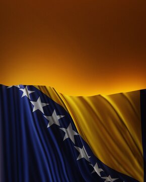 Abstract Bosnia and Herzegovina Flag 3D Render (3D Artwork)