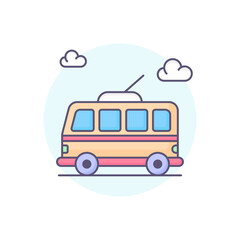 tourist bus vector round icon style illustration. EPS 10 File