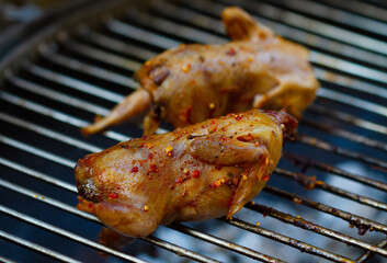 Roast quails grilled