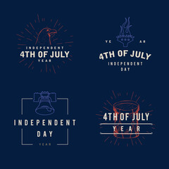 Fourth of July Typography Design Collection - 4th of July - A set of twelve vintage style Independence Day Designs
