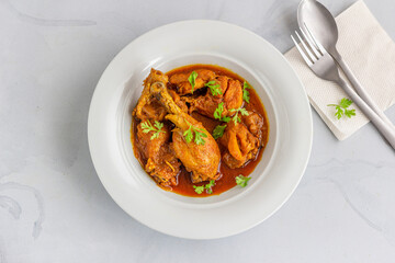 North Indian Chicken Curry Directly Above Photo, Indian Food Photography