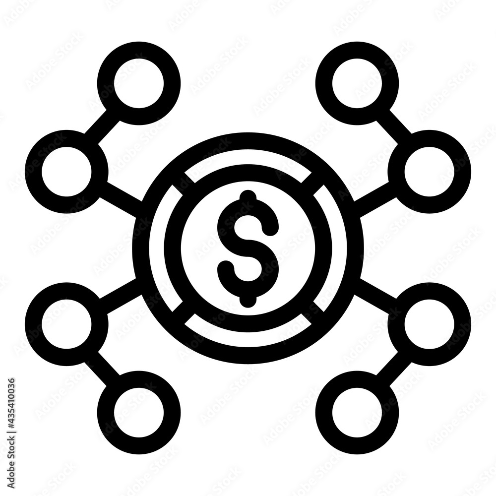 Poster money network icon. outline money network vector icon for web design isolated on white background