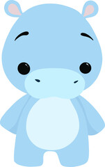 Obraz premium Cute character for kids. An illustration of a cute hippo, a baby animal for kindergarten.