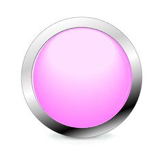 Pink blank round button isolated on a white background