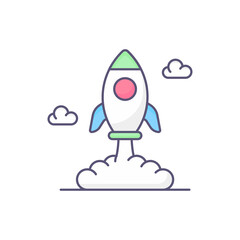 Rocket vector fill outline icon style illustration. EPS 10 File