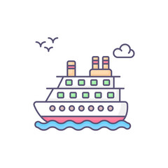 Ship vector fill outline icon style illustration. EPS 10 File