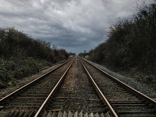 Railway Track Crossing in Winter - Powered by Adobe