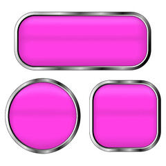 Pink buttons set isolated on a white background