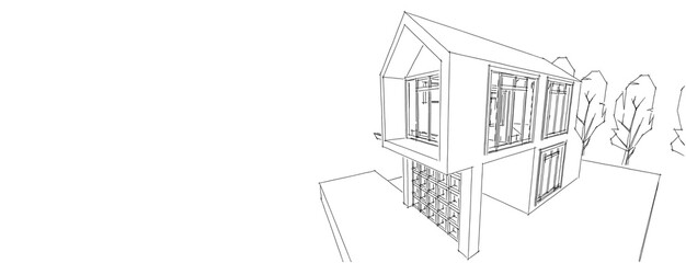 Suburban residential area, nice neighborhood house, real estate concept, 3D illustration