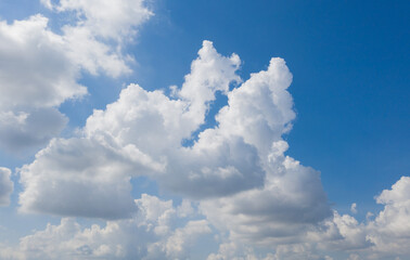 blue sky with clouds background, summer time, beautiful sky