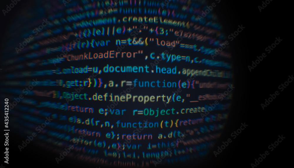 Poster software developer code. abstract computer script code. software developer code programming screen. 