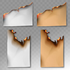 A set of burnt paper. Vector realistic template