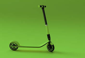 3D Render Concept of Single Push Scooter for children 3D art Design illustration.