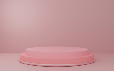 Background 3D geometic podium Pink Color Design minimal illustration 3D rendering.