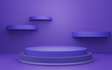 Background 3D geometic podium Purple Color Design minimal illustration 3D rendering.