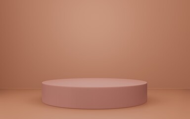 Background 3D geometic podium Brown Color Design minimal illustration 3D rendering.